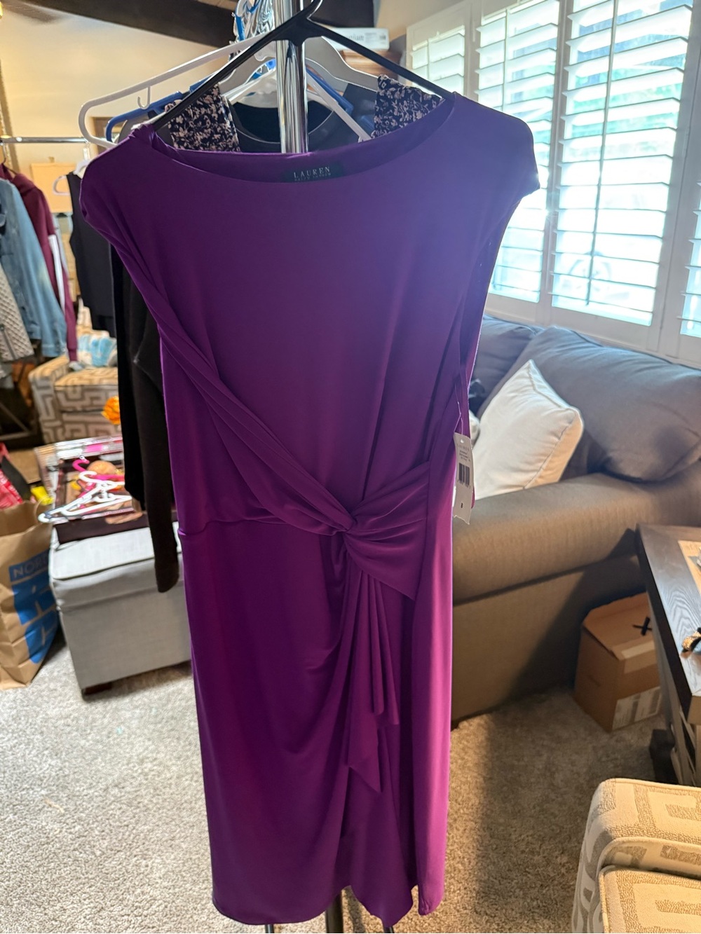 Lauren by Ralph Lauren NWT 8 Purple Knot-Front Sheath Dress